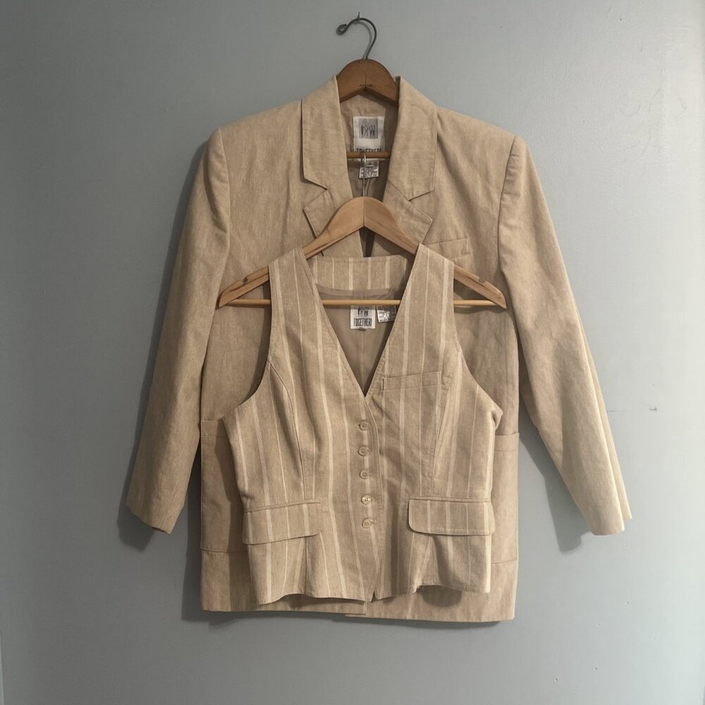 Vintage TOGETHER S8 blazer And S6 Vest.  Exc. Cond. Ramie/cotton. Sold As Set.